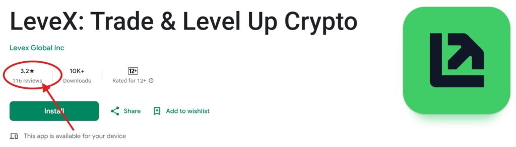 LeveX Google Play Ratings
